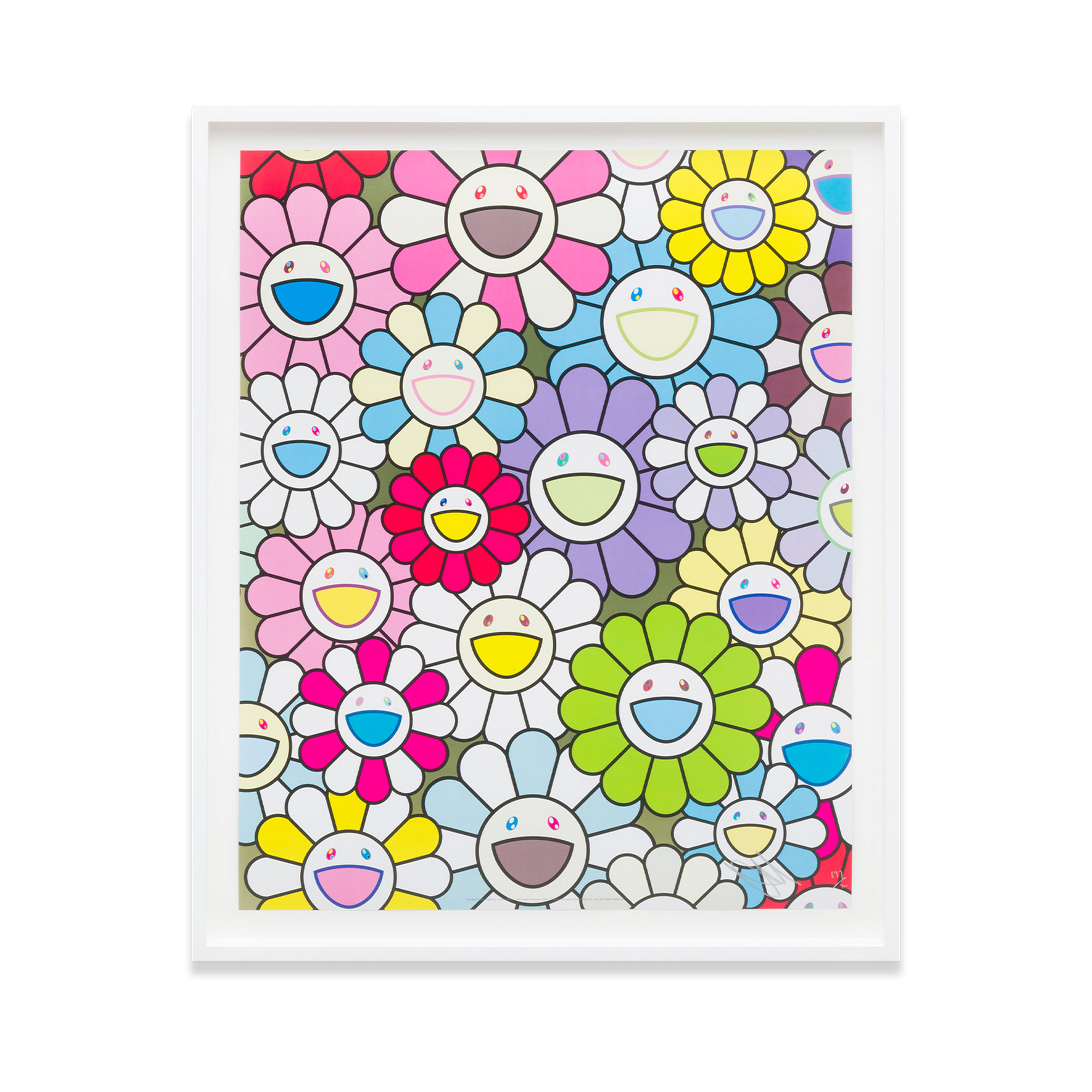 Takashi Murakami, A Little Flower Painting: Yellow, White, and Purple Flowers (2018)