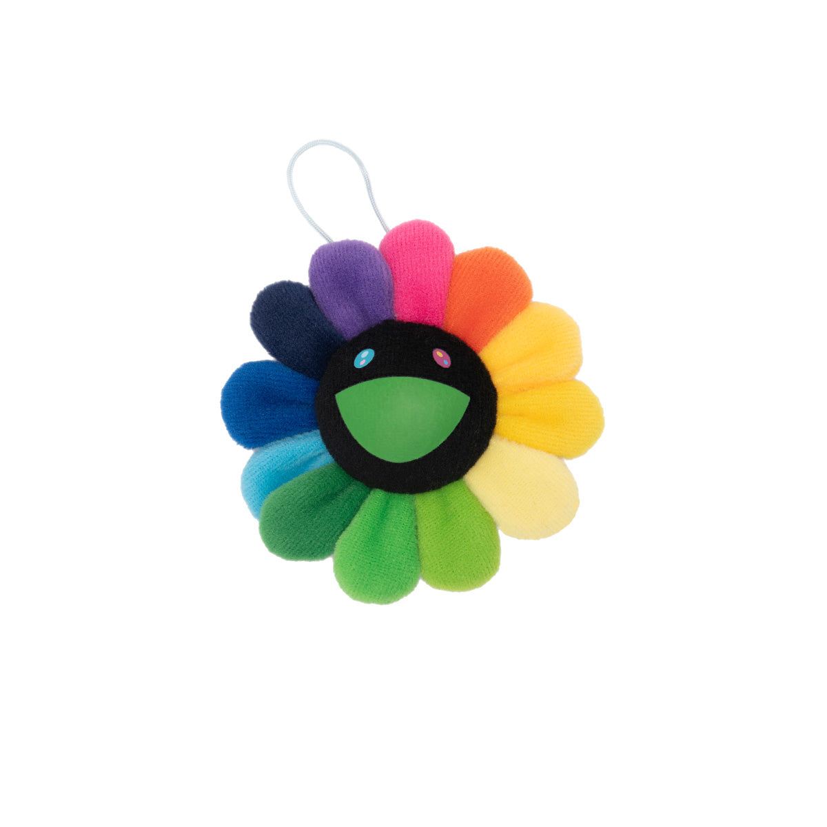 Plush Rainbow / Black Flower Key Chain