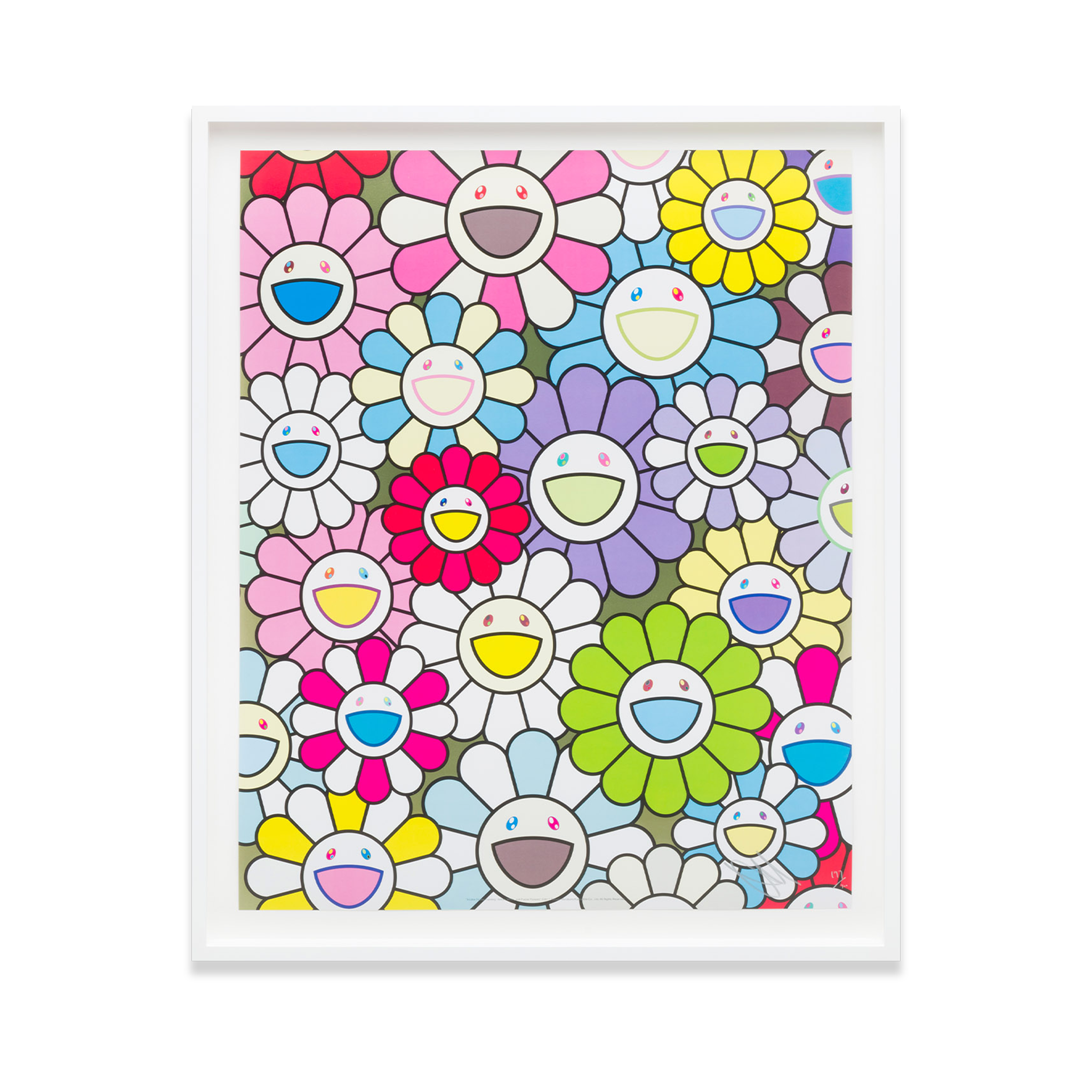 Takashi Murakami A Little Flower Painting Yellow White and Purple Flowers