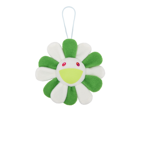 Flower Plush / Green & White Key Chain