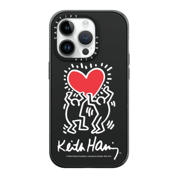 Keith Haring iPhone 14 Pro Men Holding Heart Case