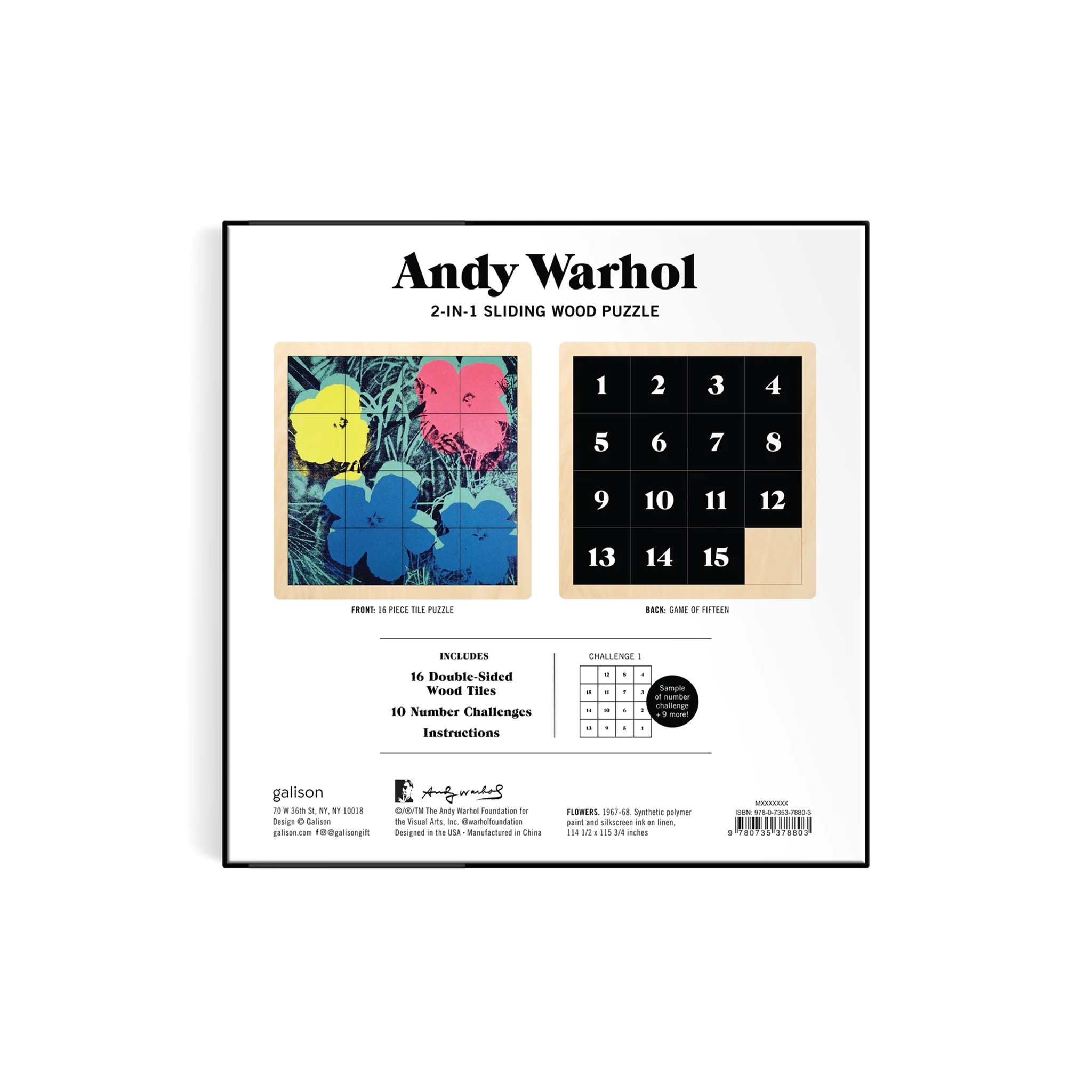 Andy Warhol Flowers 2-in-1 Sliding Wood Puzzle