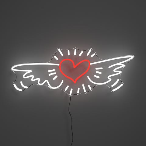 Wing Heart Up LED Neon Sign