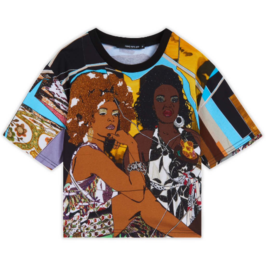Trois Femme Noir Cropped Tee