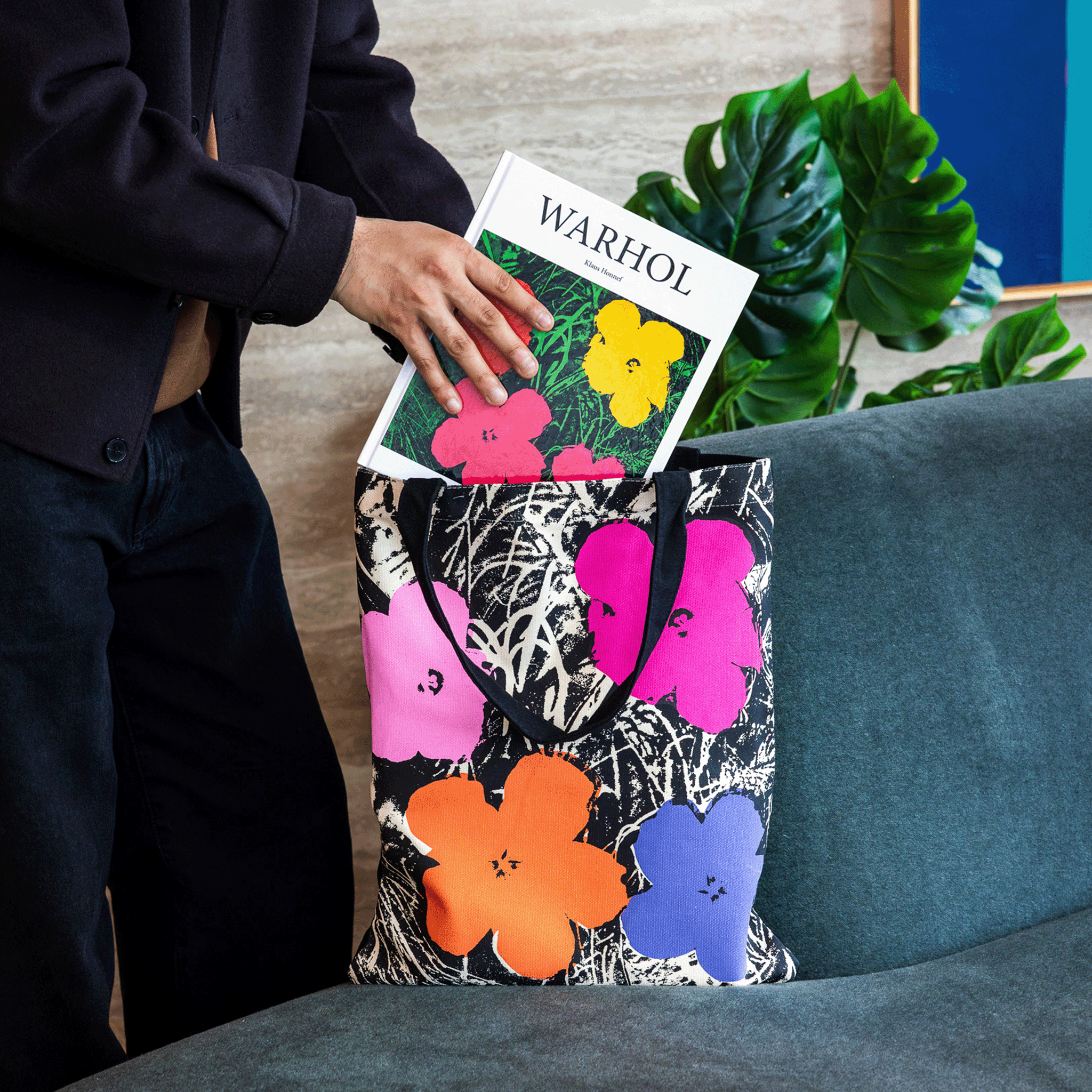 Warhol Flowers Canvas Tote Bag - Pink