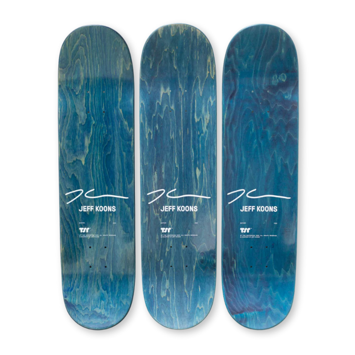 Jeff Koons Three Ball 50/50 Tank (Two Dr. J. Silver Series, One Wilson Supershot), 1985 Skateboard Decks