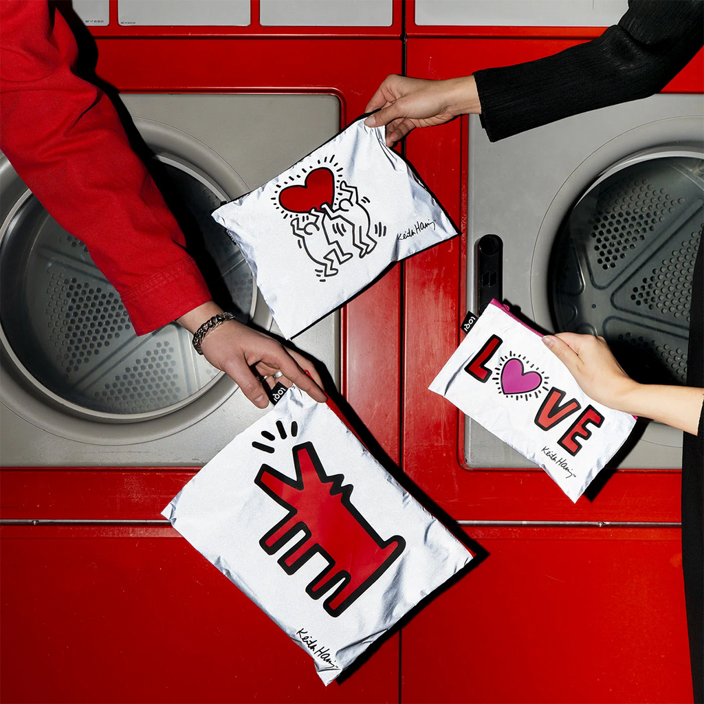 Keith Haring Dog, Heart, Love Reflective Zip Pockets